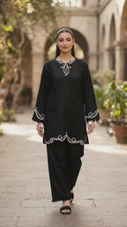 Midnight Noir Embroidered 2-Piece Suit